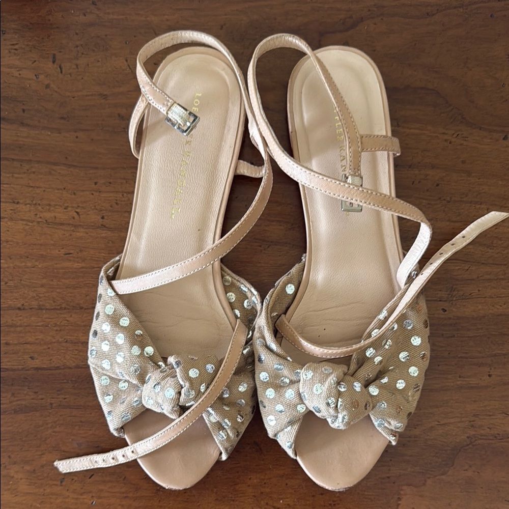 Loeffler Randall Tan and White Sandals with Elegant Straps